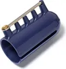 A close-up studio shot of a blue knitting thimble with a silver metal bar and a gold screw. Podgląd zdjęcia produktu