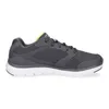A side view of a gray Skechers athletic shoe with a white sole. Náhled obrázku produktu