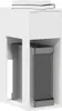 A white computer cabinet with a drawer on top and an open compartment below, containing a gray computer tower. Podgląd zdjęcia produktu