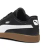 A close-up side view of a black Puma sneaker with a white stripe and a brown sole. Produktbild-Vorschau