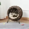 Maison pour chat PawHut en rotin avec coussin, niche pour Voir les images du produit 2