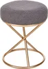 A gray bouclé round stool with a gold metal base. Náhľad obrázku produktu