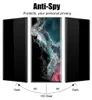 A marketing image showing an anti-spy screen protector for a smartphone, with the phone in the center and two screen protectors on either side. Produktbild-Vorschau