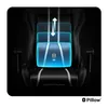 A close-up shot of a gaming chair with a glowing blue diagram highlighting adjustable lumbar support. Anteprima dell’immagine prodotto