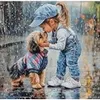 Mosaico diamantato, "Ragazza con il cane sotto la pioggia", Anteprima dell’immagine prodotto 1