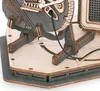 A close-up view of a wooden 3D puzzle model of an electric guitar. Voir les images du produit