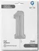 Riesenzahl Folienballon 26"/66cm | Silber Zahl: 1 Produktbild-Vorschau 2