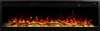 A long, black electric fireplace with realistic LED flames and logs. Náhľad obrázku produktu