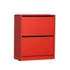 A red shoe cabinet with two drawers against a white background. Produktbild-Vorschau
