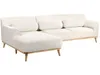 A white bouclé fabric sectional sofa with a chaise lounge, shown from a side-angle on a white background. Podgląd zdjęcia produktu