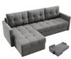 GUTTO Ecksofa mit Schlaffunktion Grau IVIO I aus Velour Produktbild-Vorschau 2