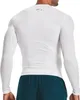 A person wearing a white long-sleeved shirt and dark shorts, viewed from the back. Produktbild-Vorschau