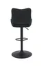 A dark gray upholstered bar stool with a black adjustable base and footrest, shown from the front on a white background. Produktbild-Vorschau