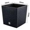 A black woven planter with dimensions indicated. Náhled obrázku produktu