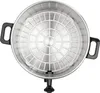 Top-down view of an empty stainless steel pot with a white grid insert and black handles. Produktbild-Vorschau