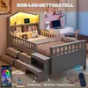 Letto a castello per bambini Merax 90x200 cm con LED e 4 Anteprima dell’immagine prodotto 5