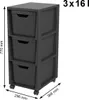 Tower mit Rollen 3 x 16 l JIVE, Farbe:Holzkohle schwarz Produktbild-Vorschau 3