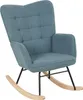 A blue upholstered rocking chair with wooden rockers and black metal legs, shown from a three-quarter front angle against a white background. Anteprima dell’immagine prodotto
