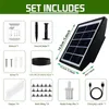 A collage of product components and a solar panel with dimensions, presented as a set inclusion list. Produktbild-Vorschau