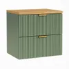 A product shot of a green cabinet with a wooden top and gold handles. Náhľad obrázku produktu