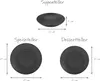 Diagrams showing three different sizes of black plates with dimensions indicated. Produktbild-Vorschau
