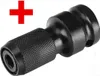 A black tool adapter with a red plus sign in the upper left corner. Produktbild-Vorschau