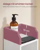 A close-up of a shelf with a bottle of soap and a smartphone, highlighting the shelf's raised edges and dimensions. Produktbild-Vorschau