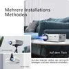 Collage showing different installation methods for a projector. Produktbild-Vorschau