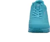 A close-up front view of a turquoise Skechers shoe. Voir les images du produit