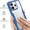 A hand is holding a blue and clear phone case with a phone inside, showcasing its features. Produktbild-Vorschau