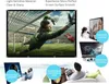 Collage of images showing a projector screen being used for various activities like watching movies, karaoke, and playing video games. Produktbild-Vorschau