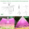 A collage showing a plant grow light with adjustable angles and its application in different settings. Produktbild-Vorschau