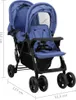 vidaXL Passeggino gemellare tandem blu navy acciaio Anteprima dell’immagine prodotto 12
