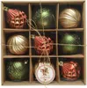 Weihnachtskugeln Kunststoff Vintage 8cm rot / gold / grün, Produktbild-Vorschau 1
