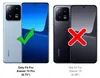 Two smartphones are shown side-by-side with overlays indicating compatibility. The left phone is silver and has a green checkmark, labeled as compatible with Xiaomi 13 Pro. The right phone is black and has a red X, labeled as not compatible with Xiaomi 13. Produktbild-Vorschau