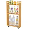 Schmales Rollregal aus Bambus – 4 Ablagen, 45x15x81cm, Produktbild-Vorschau 4