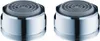 Two chrome faucet aerators with gray plastic inserts are shown against a white background. Podgląd zdjęcia produktu