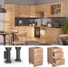 A collage of kitchen cabinets and components, including a full kitchen setup and individual cabinet parts. Podgląd zdjęcia produktu
