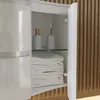 Mobile bagno sospeso 105 cm bianco lucido specchio a goccia Anteprima dell’immagine prodotto 4