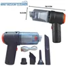 A mini vacuum cleaner and its accessories are displayed against a white background, with dimensions indicated. Produktbild-Vorschau