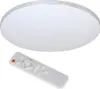 A white LED ceiling light and a white remote control are shown against a white background. Podgląd zdjęcia produktu