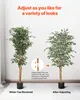 Two artificial Ficus trees are shown side-by-side, one as received and one after adjusting its branches and leaves. Voir les images du produit