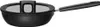 A black frying pan with a glass lid and a black handle, shown from a side angle against a white background. Podgląd zdjęcia produktu