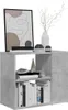 A modern, minimalist side table with a concrete-like finish, decorated with a framed abstract artwork, a vase with branches, and books. Náhľad obrázku produktu