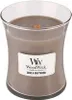 A WoodWick Sand & Driftwood scented candle in a clear glass jar. Podgląd zdjęcia produktu