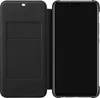 A black wallet-style phone case is shown open, revealing a phone screen on the right and the inside of the case on the left. Anteprima dell’immagine prodotto
