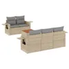 Design 6-tlg. Garten-Sofagarnitur mit Kissen Beige Poly Produktbild-Vorschau 2