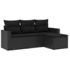 Design 4-tlg. Garten-Sofagarnitur mit Kissen Schwarz Poly Produktbild-Vorschau 2