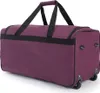 A purple duffel bag with black straps and wheels, shown from a side angle on a white background. Produktbild-Vorschau