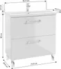 A white bathroom vanity with a sink and faucet, with dimensions indicated by lines and text. Náhled obrázku produktu